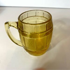 Vinatge tooth pick holder. Amber glass barrel stein shaped glass